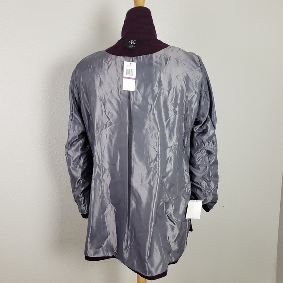 Calvin Klein Purple Black Plum Wool Blend Belted Short Coat Size 2XL - Picture 5 of 7